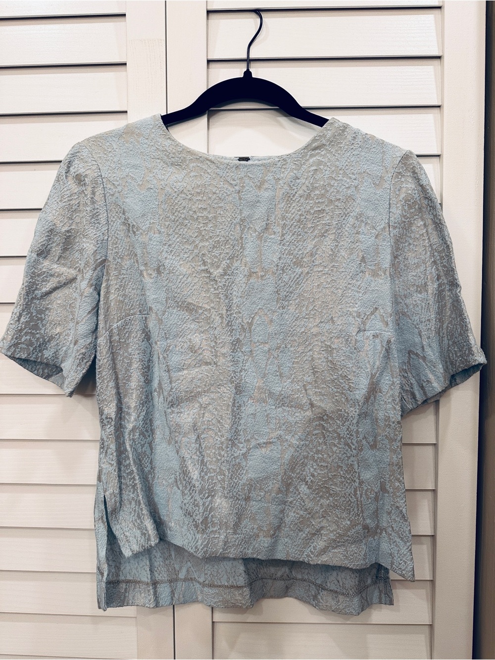 Topshop Light Blue Textured Short-Sleeve Women's Top US 6